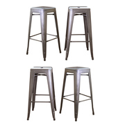 Amerihome Loft Gun Metal 30" Silver Metal Bar Stool, PK4 BSMETALSET